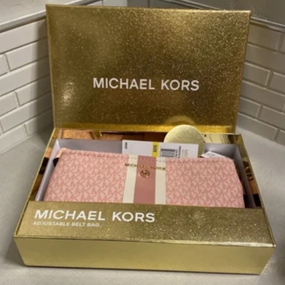 MICHAEL KORS Belt Bag MK Logo PINK Tone Fanny Bag Size (S/M) New In Gift Box 🎁 - Picture 4 of 10